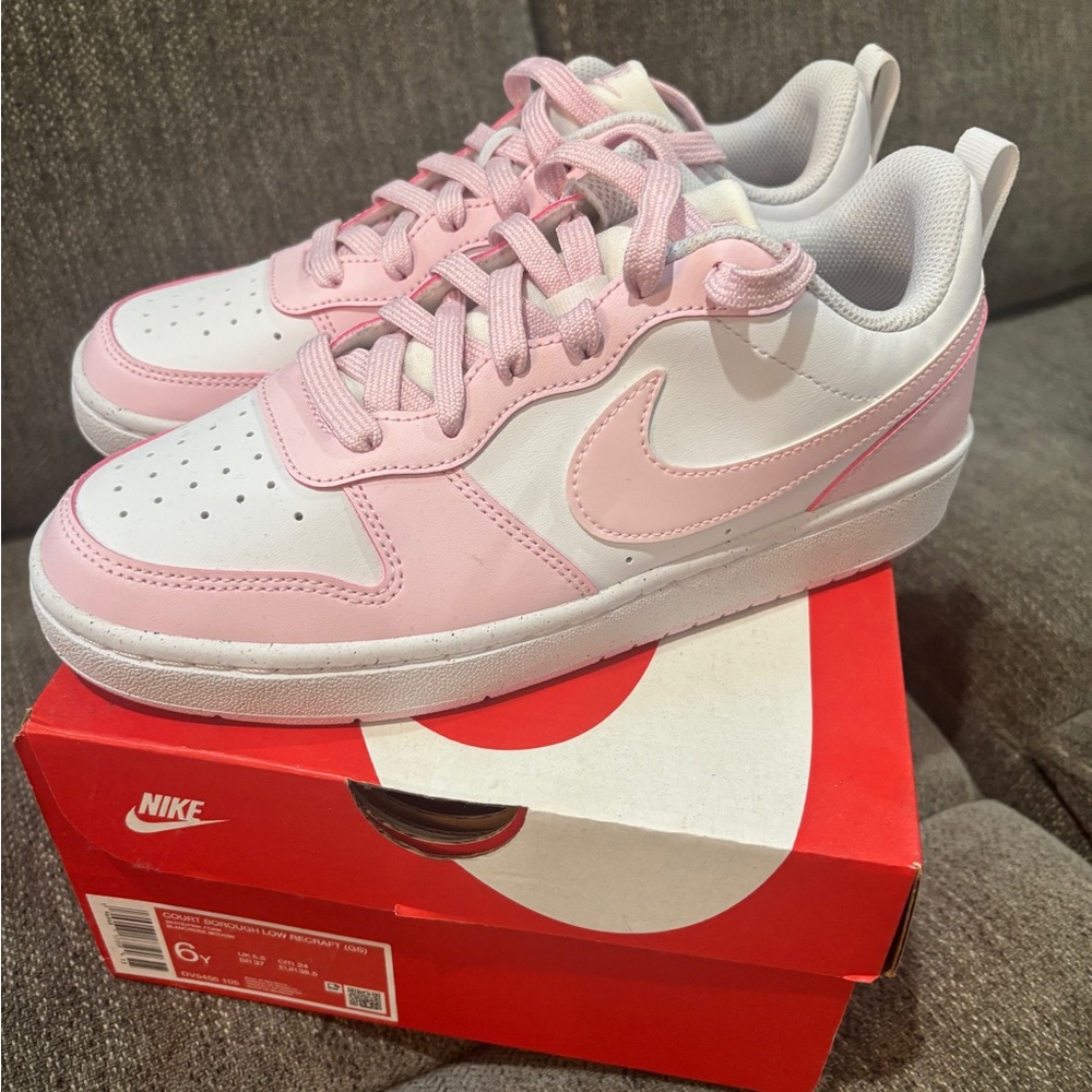 Nike Girls Pink and White Sneakers 6Y